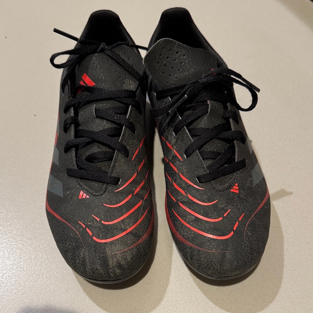 Adidas Kids Black and Red Soccer Cleats Shoes